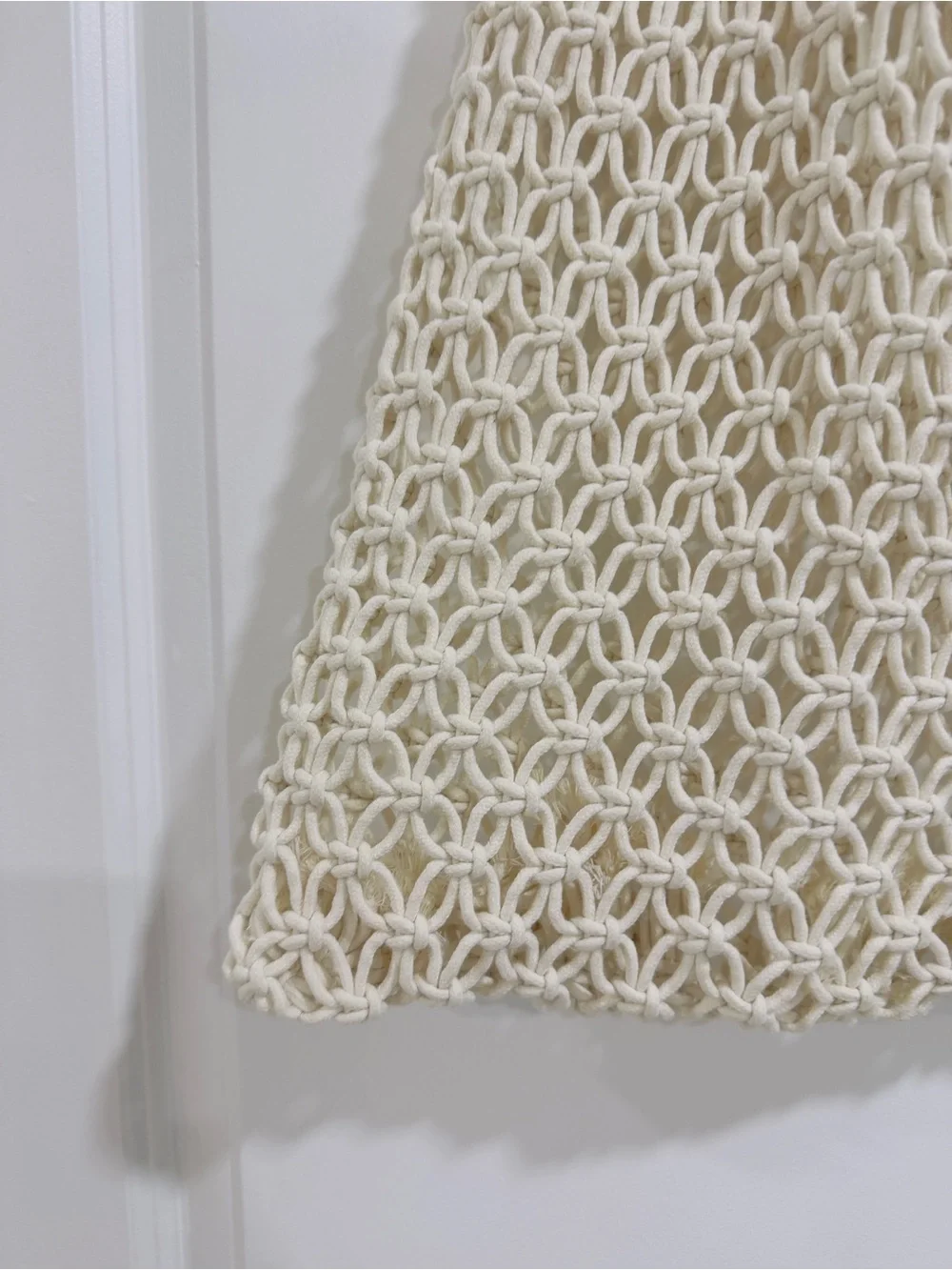 Handmade Cream Macramé Cotton Market Tote Bag | Boho Woven Beach Shopper